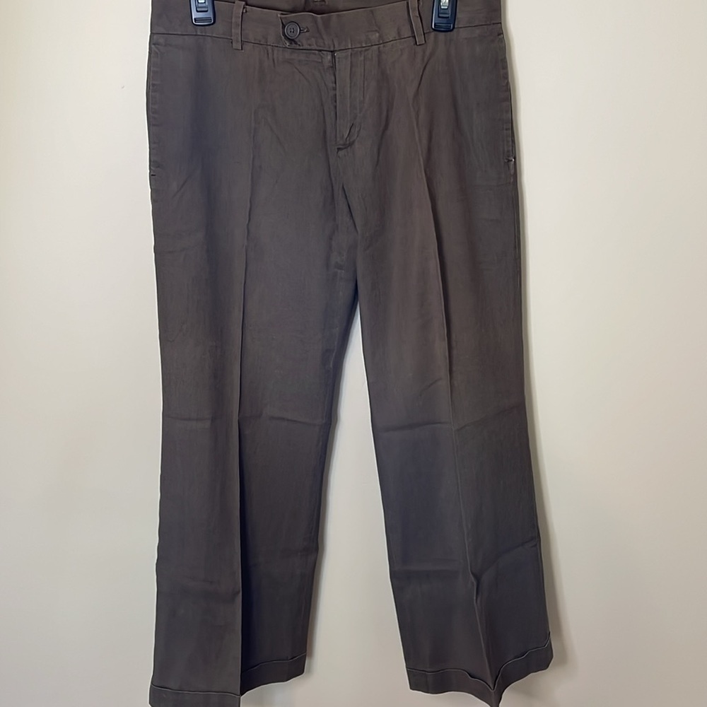 GAP Women’s 4A Chocolate Brown Linen Blend Cuffed Pants Preppy Academia y2k - Picture 2 of 10